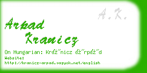 arpad kranicz business card